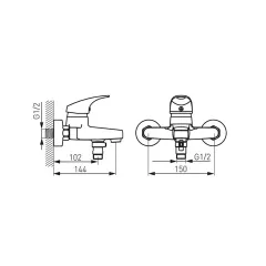 СМЕСИТЕЛ ЗА ВАНА И ДУШ FERRO ONE BFO1_1