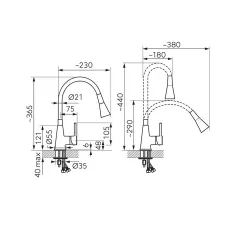 КУХНЕНСКИ СМЕСИТЕЛ FERRO ZUMBA II БЕЖАВ_1