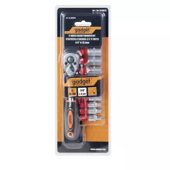 КОМПЛЕКТ ВЛОЖКИ 1/4 4-13 ММ С ТРЕСЧОТКА 11 ЧАСТИ GADGET_1