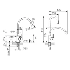 СМЕСИТЕЛ КУХНЕНСКИ ZUMBA NERO ЧЕРЕН МАТ_1