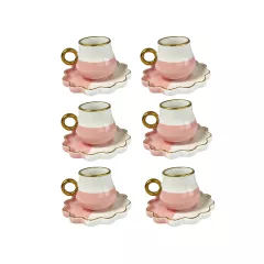 СЕРВИЗ ЗА КАФЕ БЯЛО И РОЗОВО 12 ЧАСТИ_0