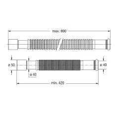 ГЪВКАВА ВРЪЗКА ЗА СИФОН - BONOMINI, 9380FM50B0_1