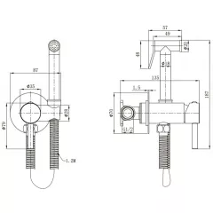 СМЕСИТЕЛ ЗА ВГРАЖДАНЕ БИДЕ + СЛУШАЛКА И ШЛАУХ_1