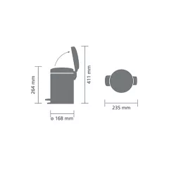 КОШ С КАПАК 3Л. BRABANTIA NEWLCON 3L MATT STEEL -649003_1