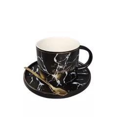 ЧАША С ДРЪЖКА И ЧИНИЯ И ЛЪЖИЦА ЧЕРЕН МРАМОР_0