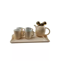 СЕРВИЗ ЗА ЧАЙ С 4БР ЧАШИ И ЧАЙНИК БЕЖОВО И02-14316/2_0