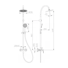 ДУШ СИСТЕМА СЪС СТАЦИОНАРЕН ПОДВИЖЕН ДУШ И СМЕСИТЕЛ ICT 6544 GG_1