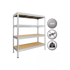 МЕТАЛЕН СТЕЛАЖ MEGA 177Х200Х60 СМ, ДО 500 КГ НА РАФТ - ЦИНК_1