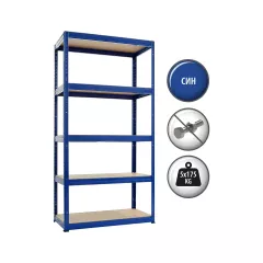 МЕТАЛЕН СТЕЛАЖ STAR 180X90X40 CM, ДО 175 КГ НА РАФТ - СИН_1