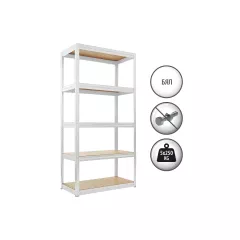 МЕТАЛЕН СТЕЛАЖ STAR 180X90X35 CM, ДО 250 КГ НА РАФТ - БЯЛ_1