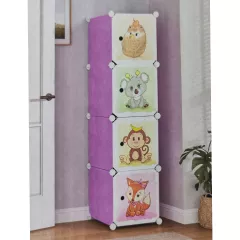 ШКАФ 37*37*148СМ 4 НИВА ЖИВОТИНКИ РОЗОВО И02-21337/2_0