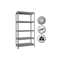 МЕТАЛЕН СТЕЛАЖ HARD 180x90x40 СМ, ДО 90 КГ НА РАФТ - СИВ_1