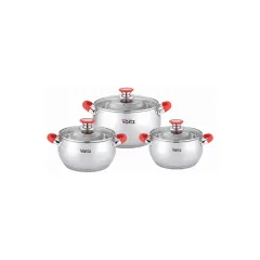 КОМПЛЕКТ ТЕНДЖЕРИ VOLTZ OV51210N6B 18/20/22 СМ ЧЕРВЕНИ ДРЪЖКИ INOX_0