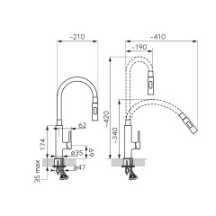 СМЕСИТЕЛ СТОЯЩ ЗА МИВКА ЧЕРЕН ГЪВКАВ ЧУЧУР ХРОМ BZA43B_1