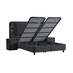 ТАПИЦИРАНА СПАЛНЯ С МАТРАК CANCUN 160 X 200 - СИВ 18_2