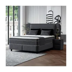 ТАПИЦИРАНА СПАЛНЯ С МАТРАК CANCUN 160 X 200 - СИВ 18_4