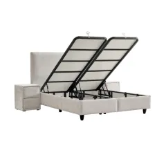 ТАПИЦИРАНА СПАЛНЯ С МАТРАК COMO 160 X 200 - КРЕМ AN_3