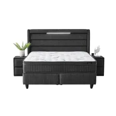 ТАПИЦИРАНА СПАЛНЯ С МАТРАК COTTON 140 X 200 - ГРАФИТ 501_0