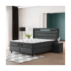 ТАПИЦИРАНА СПАЛНЯ С МАТРАК COTTON 140 X 200 - ГРАФИТ 501_2