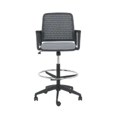 РАБОТЕН ОФИС СТОЛ 7556 - ЧЕРНА РАМКА - СИВ_1