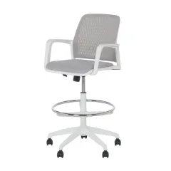 РАБОТЕН ОФИС СТОЛ 7556 W - БЯЛА РАМКА - СВЕТЛО СИВ_2