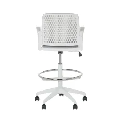 РАБОТЕН ОФИС СТОЛ 7556 W - БЯЛА РАМКА - СВЕТЛО СИВ_5