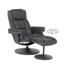 КРЕСЛО С ТАБУРЕТКА JACKY - ТЪМНО СИВ_0