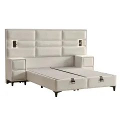 ТАПИЦИРАНА СПАЛНЯ С МАТРАК MATHILDA 160 X 200 - БЕЖОВ_1