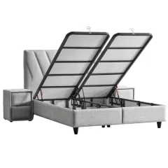 ТАПИЦИРАНА СПАЛНЯ С МАТРАК SIESTA 160 X 200 - СВЕТЛОСИВ 21_1