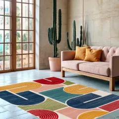 КИЛИМ - МАМБО, ЦВЕТНИ ФИГУРИ, 80Х150 - 21423523_1