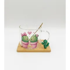 ЧАША С ПОСТАВКА+ЛЪЖИЦА - КАКТУС, 02-26341-2_0