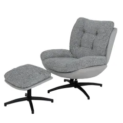 КРЕСЛО С ТАБУРЕТКА - CHAVES, СИВ_2